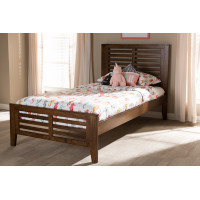 Baxton Studio HT1704-Walnut Brown-Twin Sedona Modern Classic Mission Style Brown-Finished Wood Twin Platform Bed